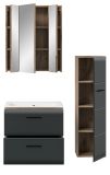 Badm�bel Set 3-teilig Cover in schwarz matt und Nox Eiche Badkombination 105 x 185 cm