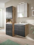 Badm�bel Set 2-teilig Cover in schwarz matt und Nox Eiche Badkombination 60 x 185 cm