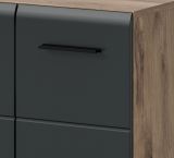 Badm�bel Set 3-teilig Cover in schwarz matt und Nox Eiche Badkombination 165 x 185 cm
