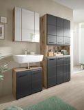 Badm�bel Set 3-teilig Cover in schwarz matt und Nox Eiche Badkombination 165 x 185 cm
