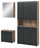 Badm�bel Set 3-teilig Cover in schwarz matt und Nox Eiche Badkombination 165 x 185 cm