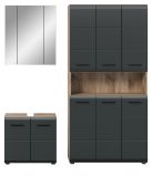 Badm�bel Set 3-teilig Cover in schwarz matt und Nox Eiche Badkombination 165 x 185 cm