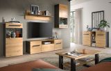 Wohnwand 4-teilig Aversa in Artisan Eiche und grau Set mit 2x Vitrine h�ngend / stehend