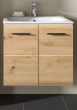 Waschtisch Cover in Artisan Eiche, Set Waschbeckenunterschrank mit Keramik Waschbecken, Breite 60 cm