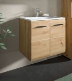 Waschtisch Cover in Artisan Eiche, Set Waschbeckenunterschrank mit Keramik Waschbecken, Breite 60 cm