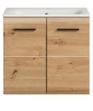 Waschtisch Cover in Artisan Eiche, Set Waschbeckenunterschrank mit Keramik Waschbecken, Breite 60 cm