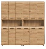 Badezimmer Hochschrank Set Cover in Artisan Eiche 2x Mehrzweckschrank 180 x 185 cm