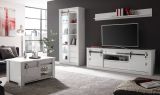Vitrine Miami in wei� Hochglanz Vitrinenschrank 93 x 201 cm, Soft-Close