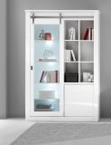 Vitrine Miami in wei� Hochglanz Vitrinenschrank 133 x 201 cm, Soft-Close