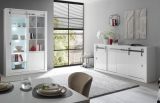 Vitrine Miami in wei� Hochglanz Vitrinenschrank 133 x 201 cm, Soft-Close