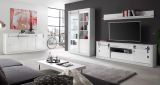 Vitrine Miami in wei� Hochglanz Vitrinenschrank 133 x 201 cm, Soft-Close
