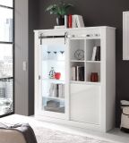 Vitrine Miami in wei� Hochglanz Vitrinenschrank 133 x 153 cm, Soft-Close