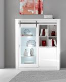 Vitrine Miami in wei� Hochglanz Vitrinenschrank 133 x 153 cm, Soft-Close