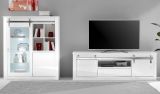 Wohnwand Miami in wei� Hochglanz Wohnkombination 2-teilig 349 x 153 cm, Soft-Close