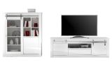 Wohnwand Miami in wei� Hochglanz Wohnkombination 2-teilig 349 x 153 cm, Soft-Close