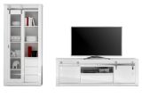 Wohnwand Miami in wei� Hochglanz Wohnkombination 2-teilig 309 x 201 cm, Soft-Close