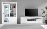 Wohnwand Miami in wei� Hochglanz Wohnkombination 2-teilig 349 x 201 cm, Soft-Close