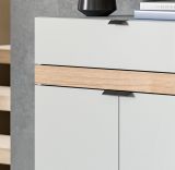 Schuhschrank Janko in grau und Evoke Eiche Flur Kommode 75 x 98 cm, Soft-Close
