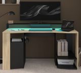 Parisot Gaming Set Meta Schwarz und Eiche Gamingtisch und Schrank inkl. LED mit Farbwechsel