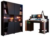 Parisot Gaming Set Meta in schwarz und Eiche Gamingtisch und Schrank inkl. LED mit Farbwechsel