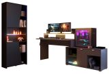 Parisot Gaming Set Work in schwarz und grau Gamingtisch und Schrank inkl. LED mit Farbwechsel