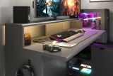 Parisot Gaming Set Work in schwarz und grau Gamingtisch und Schrank inkl. LED mit Farbwechsel