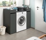 Waschmaschinenumbau Set Flexy in grau 3-teilig �berbauschrank und 2 x Anstellregal