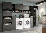 Waschmaschinenschrank Flexy in grau Set 3-teilig 95 x 195 cm