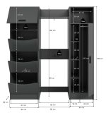 Waschmaschinenschrank Flexy in grau Set 3-teilig 176 x 196 cm