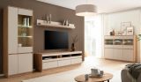 Highboard Kiruma in Kaschmir und Artisan Eiche Vitrine 164 x 138 cm, Soft-Close
