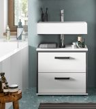 Waschbeckenunterschrank Telly in wei� Hochglanz und grau Badezimmer Unterschrank 60 cm