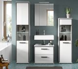 Waschbeckenunterschrank Telly in wei� Hochglanz und grau Badezimmer Unterschrank 60 cm