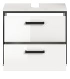 Waschbeckenunterschrank Telly in wei� Hochglanz und grau Badezimmer Unterschrank 60 cm