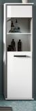 Badezimmer Midischrank Telly in wei� Hochglanz und grau Bad Kommode 40 x 139 cm