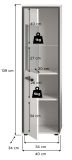 Badezimmer Midischrank Telly in wei� Hochglanz und grau Bad Kommode 40 x 139 cm