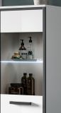 Badezimmer Midischrank Telly in wei� Hochglanz und grau Bad Kommode 40 x 139 cm