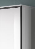 Badezimmer Midischrank Telly in wei� Hochglanz und grau Bad Kommode 40 x 139 cm