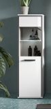 Badezimmer Midischrank Telly in wei� Hochglanz und grau Bad Kommode 40 x 139 cm
