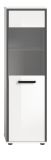 Badezimmer Midischrank Telly in wei� Hochglanz und grau Bad Kommode 40 x 139 cm