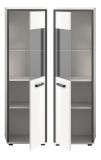 Badezimmer Midischrank Telly in wei� Hochglanz und grau Bad Kommode 40 x 139 cm