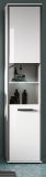 Badezimmer Hochschrank Telly in wei� Hochglanz und grau Badschrank 40 x 188 cm