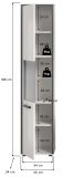 Badezimmer Hochschrank Telly in wei� Hochglanz und grau Badschrank 40 x 188 cm