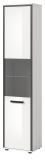 Badezimmer Hochschrank Telly in wei� Hochglanz und grau Badschrank 40 x 188 cm