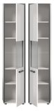 Badezimmer Hochschrank Telly in wei� Hochglanz und grau Badschrank 40 x 188 cm