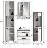 Badm�bel Set 4-teilig Telly in wei� Hochglanz und grau Badkombination 170 x 188 cm