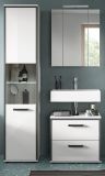 Badm�bel Set 3-teilig Telly in wei� Hochglanz und grau Badkombination 115 x 188 cm