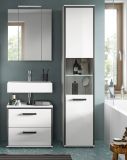 Badm�bel Set 3-teilig Telly in wei� Hochglanz und grau Badkombination 115 x 188 cm