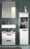 Badm�bel Set 3-teilig Telly in wei� Hochglanz und grau Badkombination 115 x 190 cm