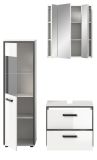 Badm�bel Set 3-teilig Telly in wei� Hochglanz und grau Badkombination 115 x 190 cm