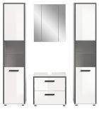 Badm�bel Set 4-teilig Telly in wei� Hochglanz und grau Badkombination 170 x 188 cm
